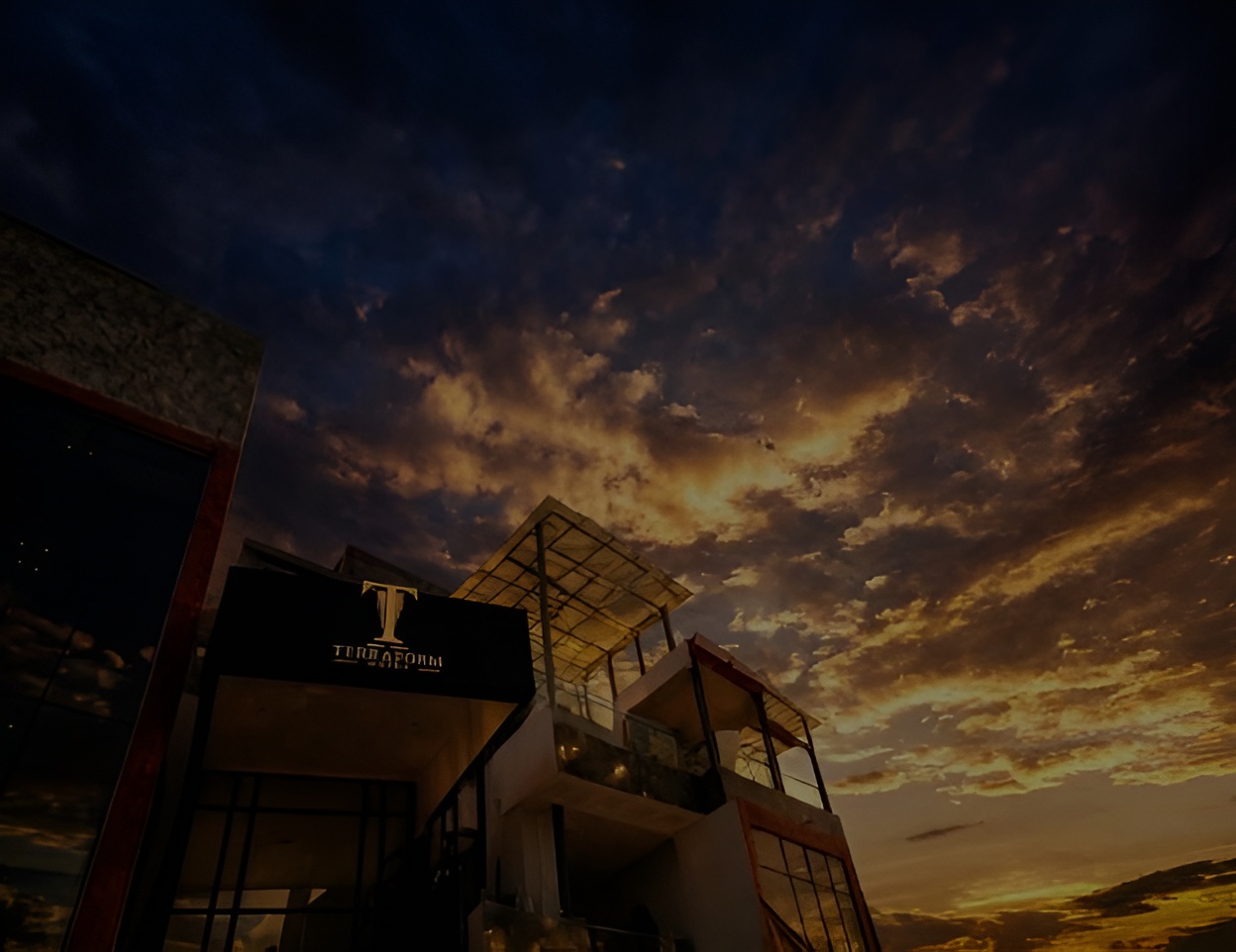 Luxury oceanside hotel at dusk